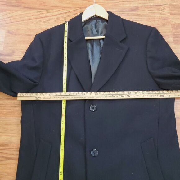 Michael Kors Mens 42L Overcoat Black Wool Blend Single Breasted Lined Old Money - Picture 9 of 14